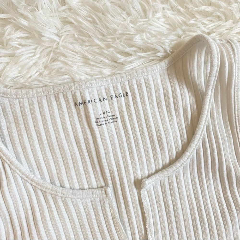 American Eagle Outfitters Cream Ribbed Tank Top - Picture 2 of 3